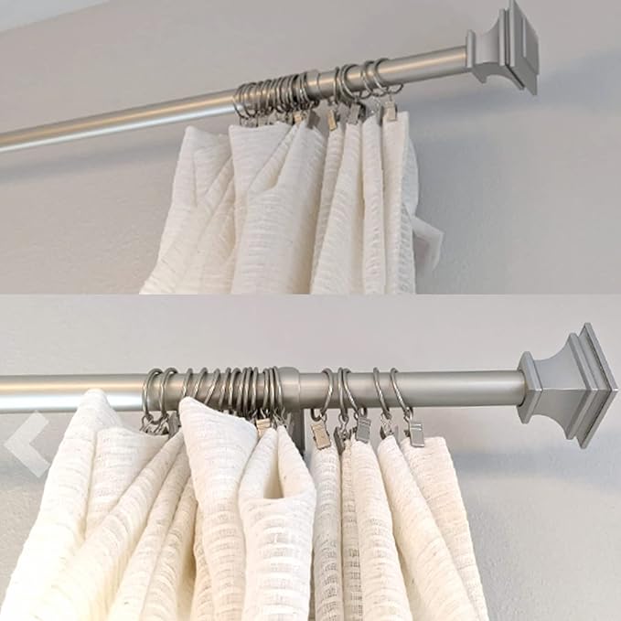 100 Pack Matte Silver Curtain Rings with Clips, Curtain Hooks Hangers Clip Rings for Hanging Drapes Bows Hat, Drapery Rings 1.5 in I D, Fits up to 1.2 in Diameter Curtain Rod.