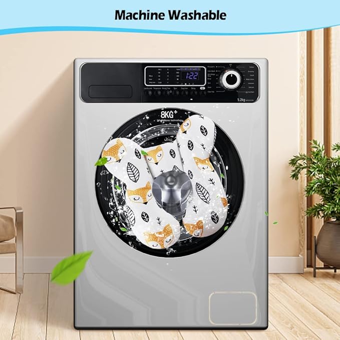 KAKIBLIN Baby Neck Pillow, Upgraded Baby Support Pillow for Head and Neck, Babies Head Pillow for Car Seat,Pushchair,Travel(Yellow Fox)