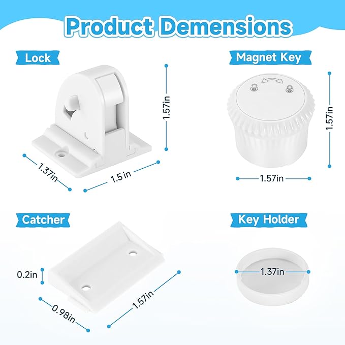 10 Pack Magnetic Cabinet Locks for Child Safety, Drawer Locks Baby Proofing, Magnetic Door Safety Locks for Cabinets and Drawers, Easy Installation No Tools Required (10 Pack and 2 Keys)