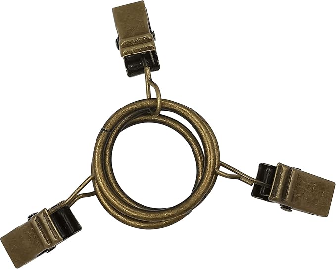 100 Pack Bronze Curtain Rings with Clips, Curtain Hooks Hangers Clip Rings for Hanging Drapes Bows Hat, Drapery Rings 1 in I D, Fits up to 5/8 in Diameter Curtain Rod.
