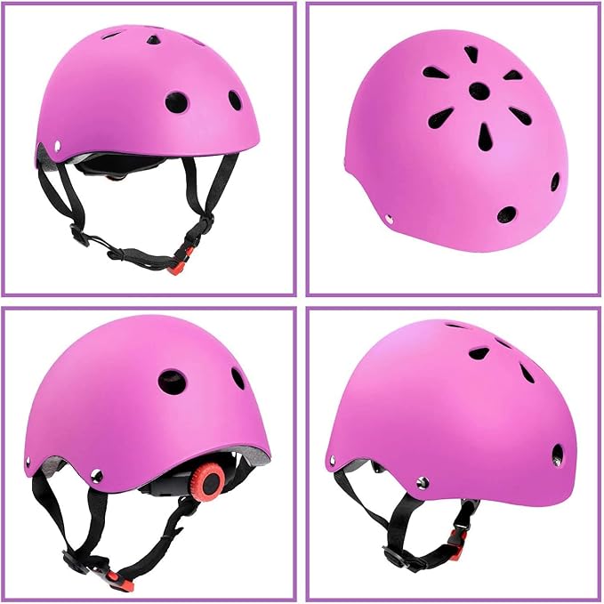 Kids Bike Helmet Skateboard Knee Pads - Kids Helmet Elbow Pads Wrist Guards Adjustable for 5~15yrs Girl Boy Kids Protective Gear Set for Sport Cycling Bike Roller Skating Scooter