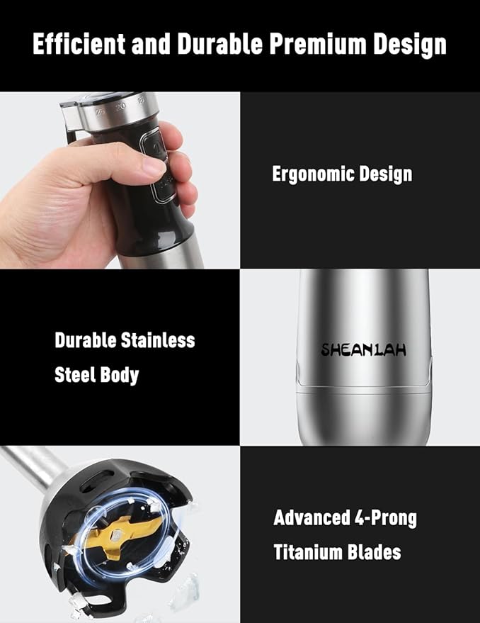 1000W Powerful Immersion Blender handheld, 2025 New Update Hand Blender with 25-Speed, Scratch-Resistant Corded Hand Mixer with Heavy-Duty Copper Brushless Motor and Gift Box