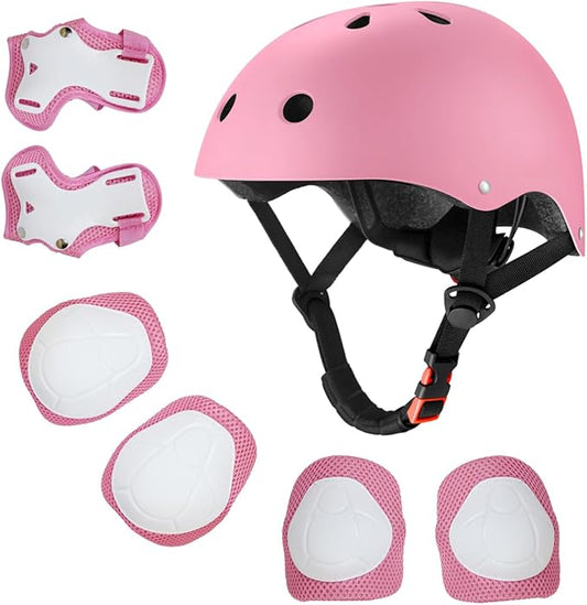 Kids Bike Helmet for Ages 2-14, Adjustable Safety Toddler Helmet with Protective Gear Set, Skateboard Scooter Helmets with Knee Elbow Pads Wrist Guards