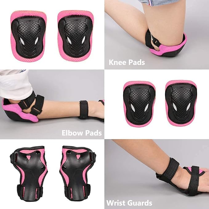 Kids Bike Helmet Skateboard Knee Pads - Kids Helmet Elbow Pads Wrist Guards Adjustable for 5~15yrs Girl Boy Kids Protective Gear Set for Sport Cycling Bike Roller Skating Scooter
