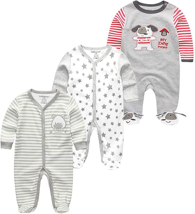 Kiddiezoom Baby and Toddler Boys'Snug Fit Footed One-Piece Romper Jumpsuit Cotton Cotton Footed Outfit