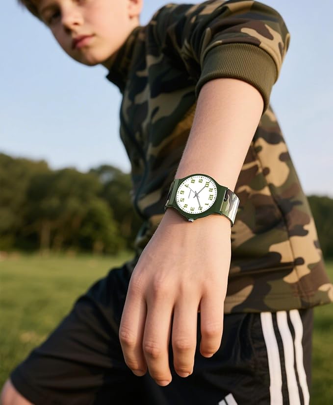 Kids Analog Watch Boys Girls, 30M Waterproof, Sports Watch for Boys, Easy to Read Children's Thin Dial Wrist Watches with Soft Band, for Ages 5-15 Kids Great Birthday Gifts Christmas Day