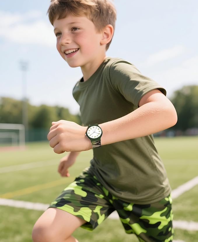 Kids Analog Watch Boys Girls, 30M Waterproof, Sports Watch for Boys, Easy to Read Children's Thin Dial Wrist Watches with Soft Band, for Ages 5-15 Kids Great Birthday Gifts Christmas Day