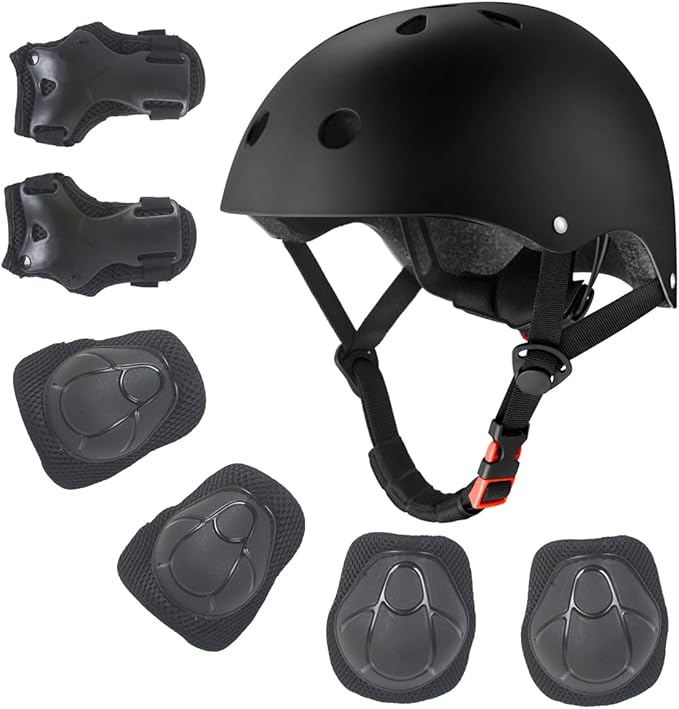 Kids Bike Helmet for Ages 2-14, Adjustable Safety Toddler Helmet with Protective Gear Set, Skateboard Scooter Helmets with Knee Elbow Pads Wrist Guards