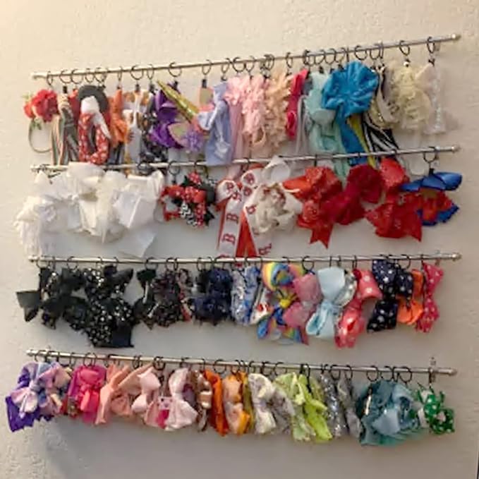 100 Pack Bronze Curtain Rings with Clips, Curtain Hooks Hangers Clip Rings for Hanging Drapes Bows Hat, Drapery Rings 1 in I D, Fits up to 5/8 in Diameter Curtain Rod.