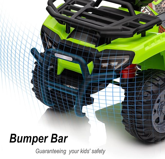 Kids ATV 4 Wheeler, 6V Ride-On Toy for Toddlers 1-3 Boys & Girls with Music, Forward & Reverse - Green