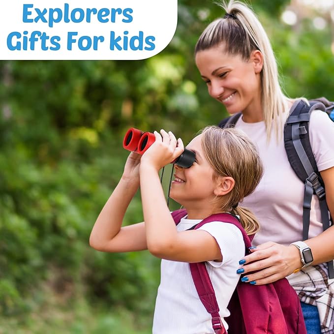 12 Pcs Kids Binoculars - Shock Proof, Folding, Small Telescope for Age 3-12 Boys & Girls - Educational Learning Binoculars for Hunting, Bird Watching, Camping & Outdoor