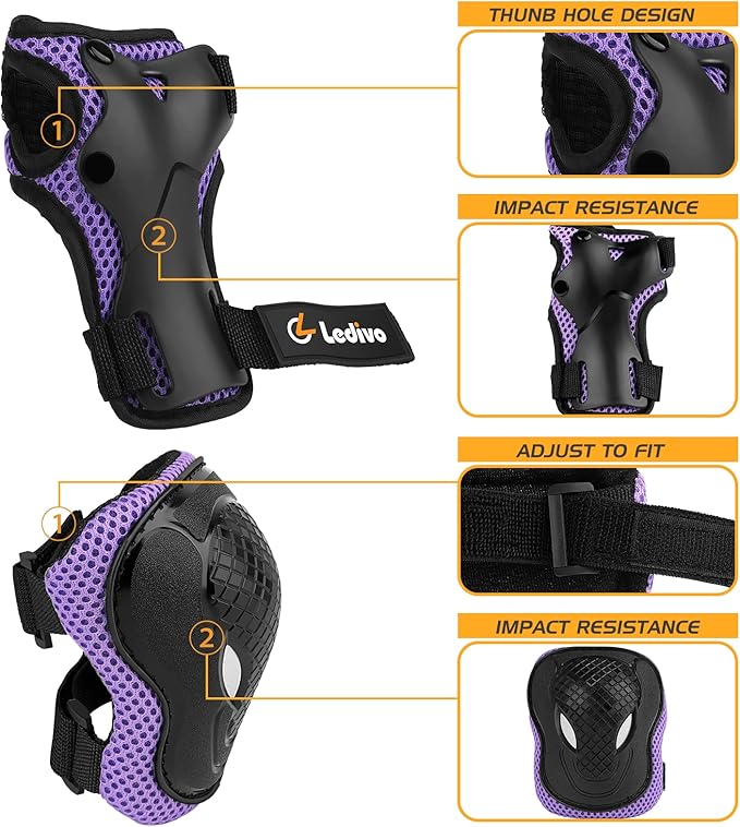 Kids Bike Helmet Protection Gear Set for Toddler Youth Adult, Bicycle Helmet Knee Pads Elbow Pads Wrist Guards for Roller Skate Skateboard Cycling Skating