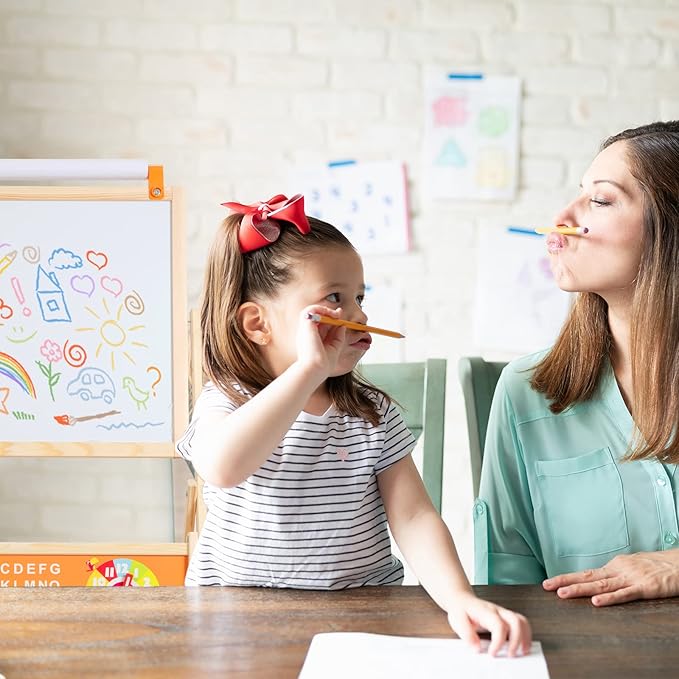 3-in-1 Wooden Easel for Kids, Toddle Double-Sided Easel with Magnetic Whiteboard and Painting Blackboard, 360ยฐ Rotatable, Paper-roll Holder, Storage Tray, and Stickers Included