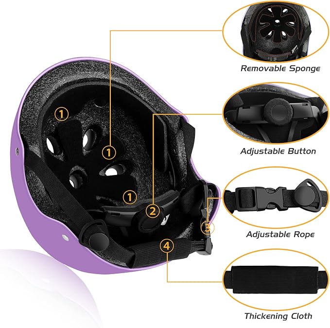 Kids Bike Helmet Protection Gear Set for Toddler Youth Adult, Bicycle Helmet Knee Pads Elbow Pads Wrist Guards for Roller Skate Skateboard Cycling Skating
