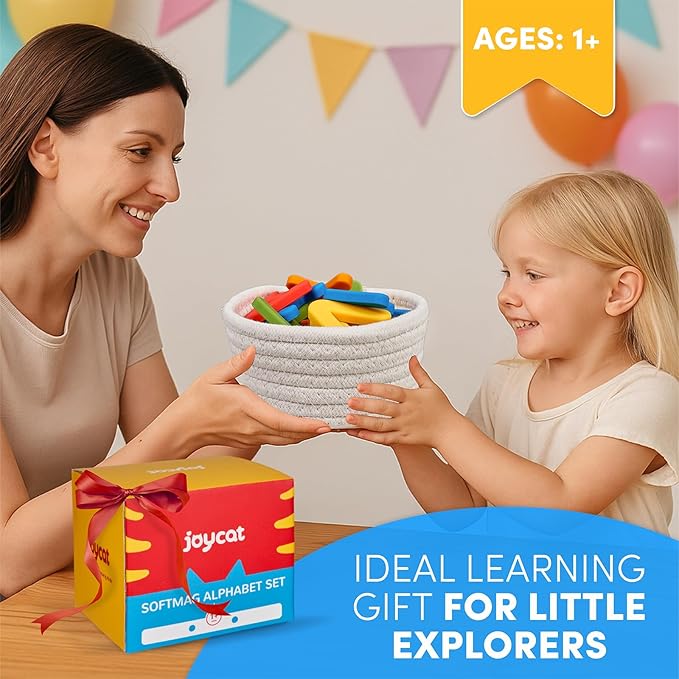 JoyCat Silicone Alphabet Magnetic Letters, 26 Uppercase ABC Fridge Magnets for Toddlers 1-3 & Kids, Baby Learning Refrigerator Toy Set, Preschool Birthday Gifts for Boys & Girls (Vibrant Color)