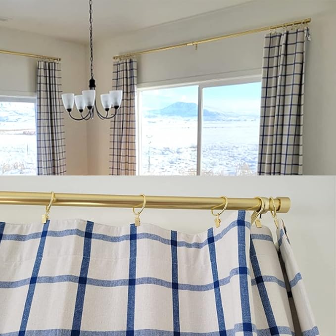 100 Pack Gold Curtain Rings with Clips, Curtain Hooks Hangers Clip Rings for Hanging Drapes Bows Hat, Drapery Rings 1.26 in I D, Fits up to 1 in Diameter Curtain Rod.