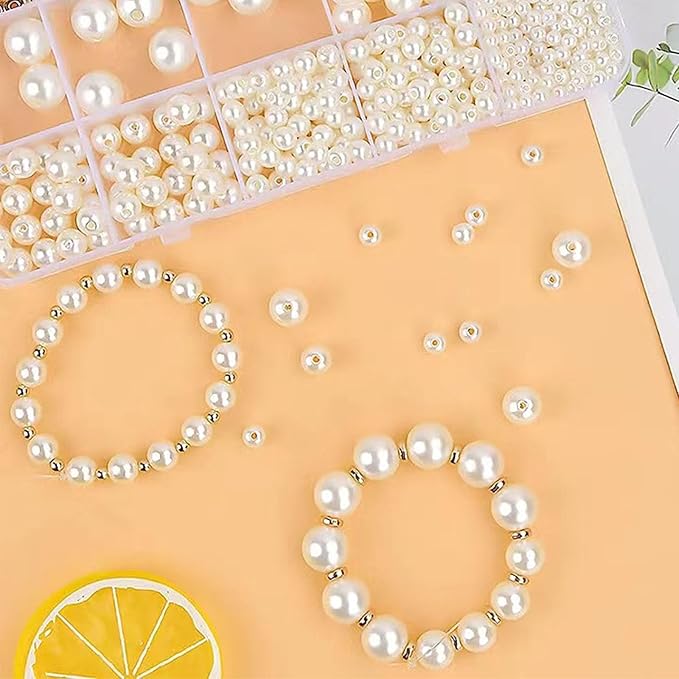 1000Pcs Pearl Beads for Bracelets Making, Pearl Beads for Jewelry Making for Adults, Silver Bracelet Beads DIY Kit, Silver Spacer Beads for Bracelets, Girls Friendship Bracelet Making Kit (Golden)