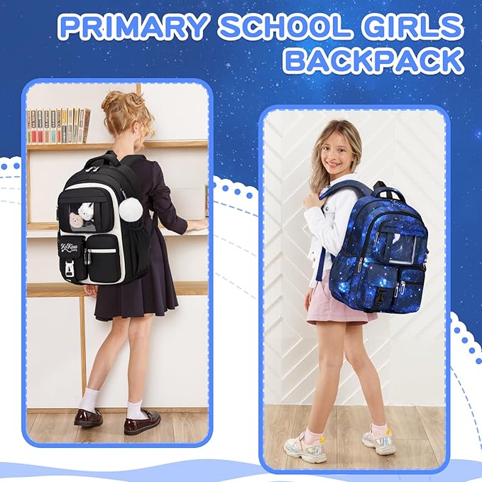 Kids Backpack for Girls Boys School Bags for Middle School Students Book Bag for Elementary Primary Kawaii Ita Backpack, Galaxy Astronaut