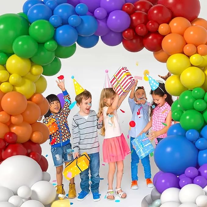 140pcs Rainbow Balloon Arch Kit, Rainbow Balloons of Different Sizes Pack of 18 12 10 5 Inch Party Balloon Kit for Birthday Party or Balloon Arch as Graduation Wedding Baby Shower Party Decorations