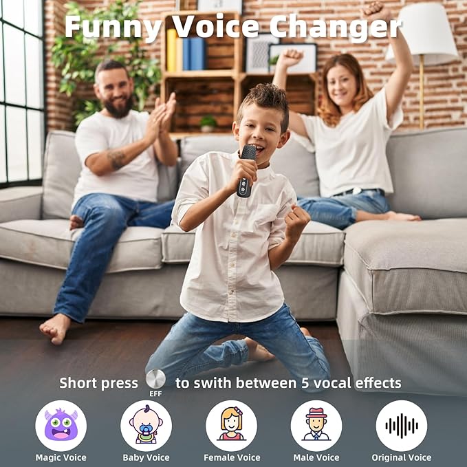 Karaoke Machine for Adults and Kids, Portable Bluetooth Karaoke Speaker with 2 Wireless Microphones for TV, Singing Karaoke for Home Party, Great Gifts for Boys and Girls