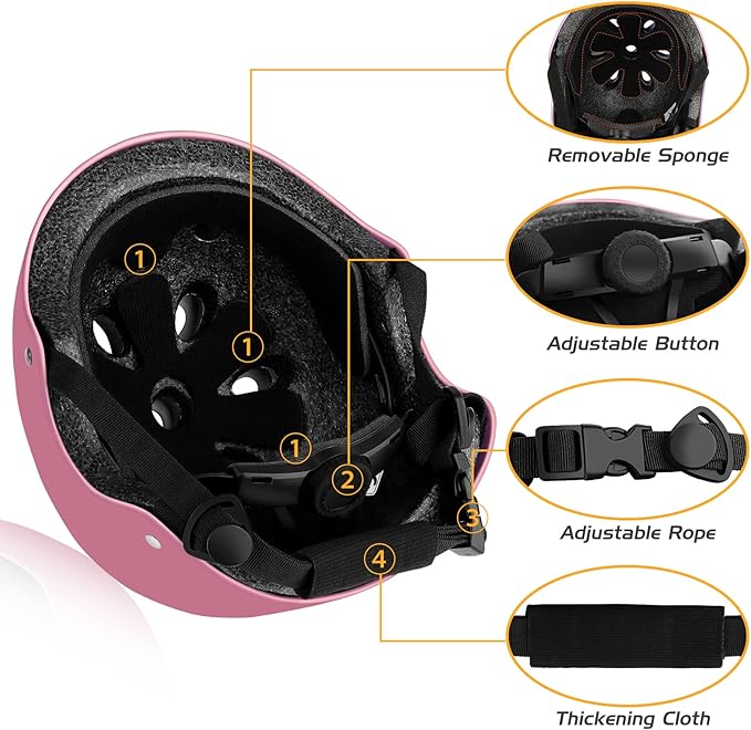 Kids Bike Helmet Protection Gear Set for Toddler Youth Adult, Bicycle Helmet Knee Pads Elbow Pads Wrist Guards for Roller Skate Skateboard Cycling Skating