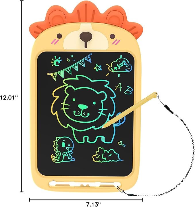 10 Inch LCD Writing Tablet, Erasable Doodle Board Toy, Cute Lion Drawing Pad for Kids Ages 2-6 - Educational Christmas Birthday Gift (Lion)