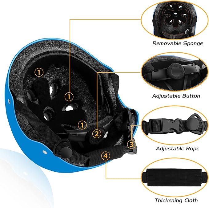 Kids Bike Helmet Protection Gear Set for Toddler Youth Adult, Bicycle Helmet Knee Pads Elbow Pads Wrist Guards for Roller Skate Skateboard Cycling Skating