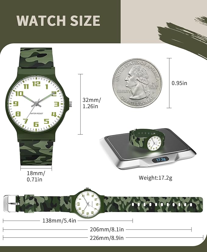 Kids Analog Watch Boys Girls, 30M Waterproof, Sports Watch for Boys, Easy to Read Children's Thin Dial Wrist Watches with Soft Band, for Ages 5-15 Kids Great Birthday Gifts Christmas Day