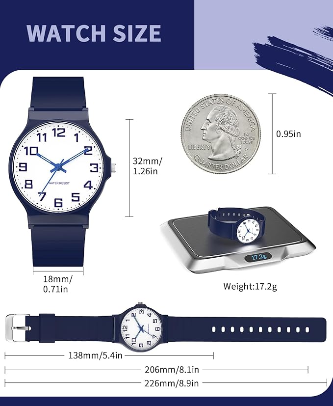 Kids Analog Watch Boys Girls, 30M Waterproof, Sports Watch for Boys, Easy to Read Children's Thin Dial Wrist Watches with Soft Band, for Ages 5-15 Kids Great Birthday Gifts Christmas Day