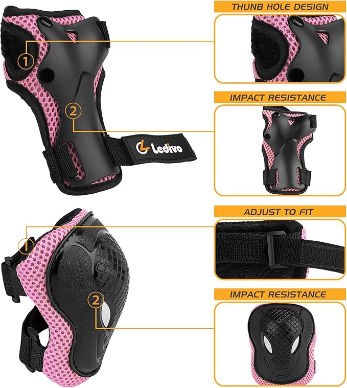 Kids Bike Helmet Protection Gear Set for Toddler Youth Adult, Bicycle Helmet Knee Pads Elbow Pads Wrist Guards for Roller Skate Skateboard Cycling Skating