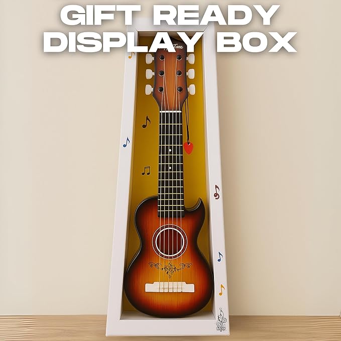 23" Acoustic Guitar, Kids 6 String Toy Guitar - Realistic Steel Strings - Beginner Practice First Musical Instrument for Children, Toddlers (Cherry Sunburst)