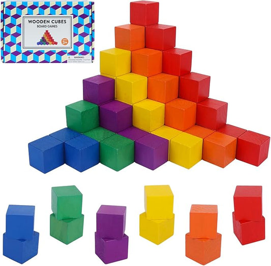 108 Pack 1 Inch Wooden Blocks, 6 Colors STEM Math Sorting Toys, Wood Building & Stacking Blocks for Toddlers, Classroom Learning Wooden Cube Blocks, Creative Play & DIY Craft for Kids Ages 3+