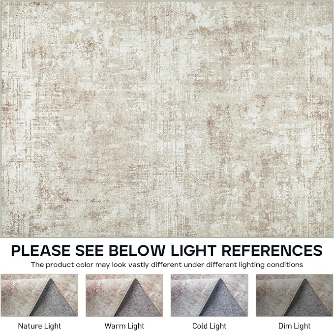 10x14 Area Rugs Large Living Room Rug Washable: Modern Abstract Rug Indoor Modern Carpet Non Slip for Dining Room Bedroom Nursery Home Office Beige