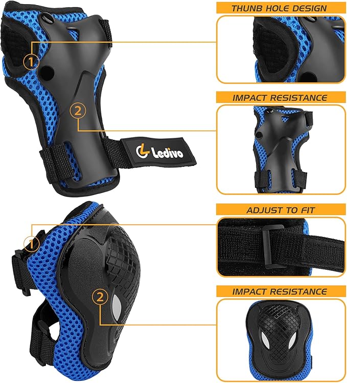 Kids Bike Helmet Protection Gear Set for Toddler Youth Adult, Bicycle Helmet Knee Pads Elbow Pads Wrist Guards for Roller Skate Skateboard Cycling Skating