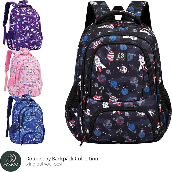 Kids Backpack - Astro Black | Durable Elementary School Bag for Boys | 17" Tall | 24L Capacity