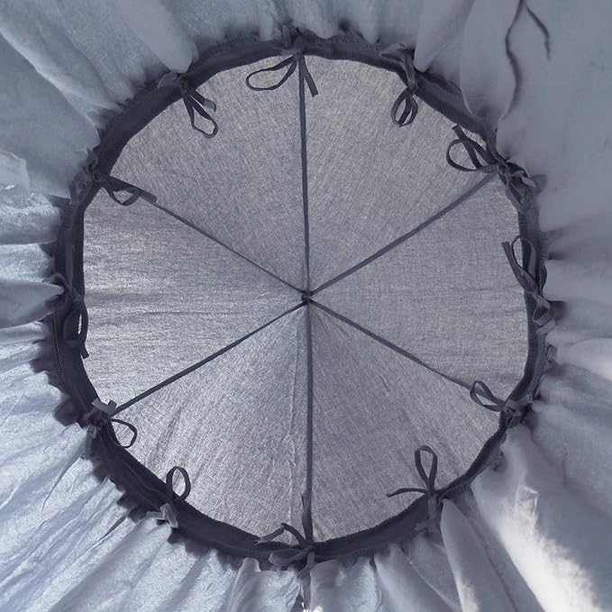 Kids Bed Canopy with Frills Cotton Cover Net for Crib Reading Nook Curtain Hideaway Hanging Round Tent Nursery Bedding Play Room Decor