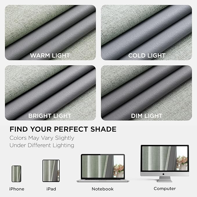 Joydeco Blackout Curtains 63 Inches Long 2 Panels Burg, Room Darkening Curtains for Bedroom, 100% Black Out Textured Thermal Drapes Privacy Protection 2 Panels Set(W52 x L63 Inch, Sage Green)