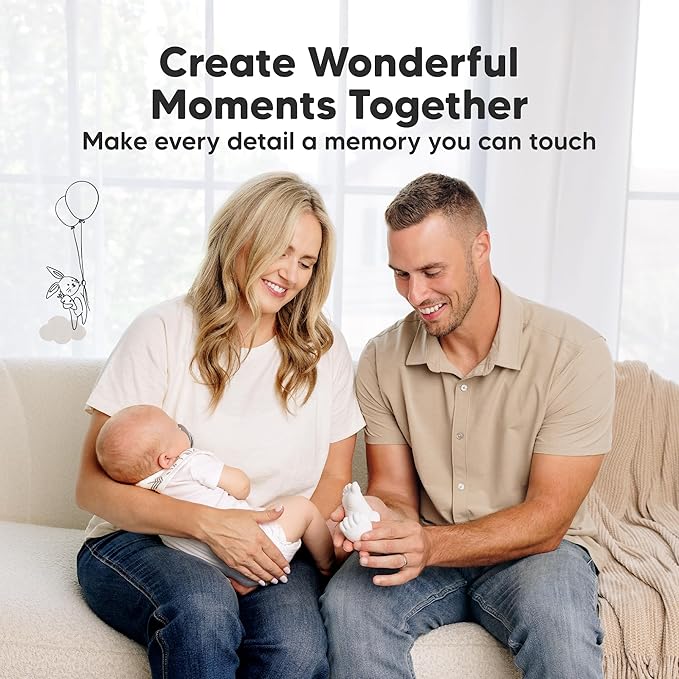 KeaBabies Baby Casting Kit Hands and Feet Mold - 3D Newborn Hand Casting Kit & Stylish Wood Base, Easy DIY Infant Foot Molds 0-9 Months,BPA-Free Baby Keepsake,Shower Gifts for Moms (Round, Cloud Gray)