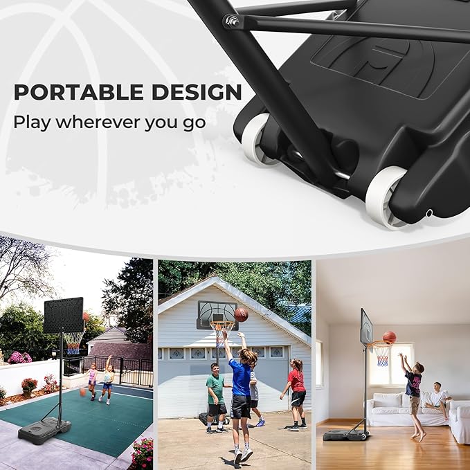 Kids Basketball Hoop, 3.6-7 FT Height Easy Adjustable, Portable Basketball Hoop Outdoor Indoor for Kids/Teens/Youth, 30" Backboard