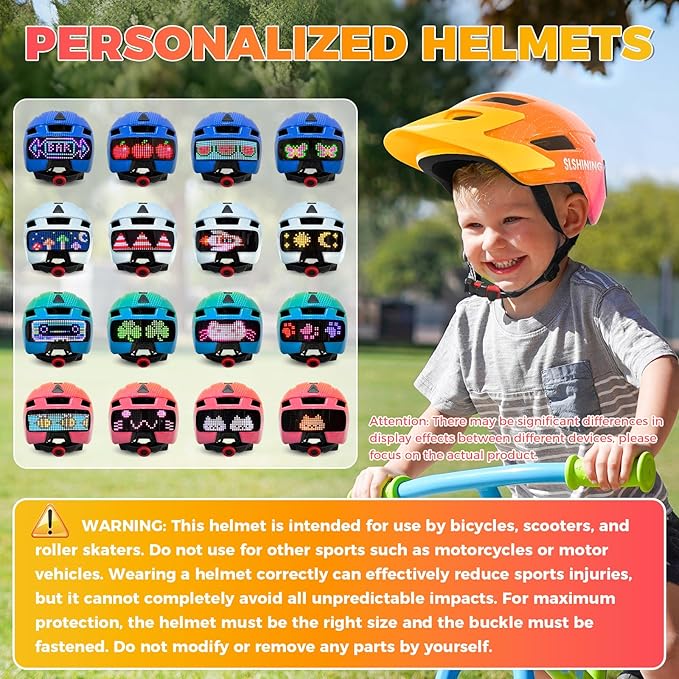 Kids Bike Helmet Toddler Helmet for Boys Girls Youth Kids with LED Lights Bicycle Helmets with Protective Gear Set Knee Elbow Wrist Pads for Cycling Skateboard Scooter Skating (Fits 20.5-22in)