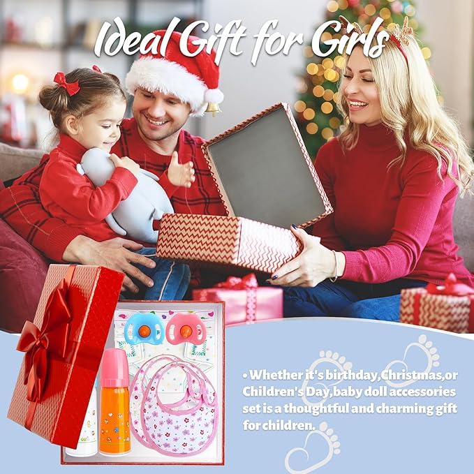 10 Pcs Baby Doll Bottle Feeding Accessories,Baby Doll Pretend Feeding and Caring Set for Kids Girls Ages