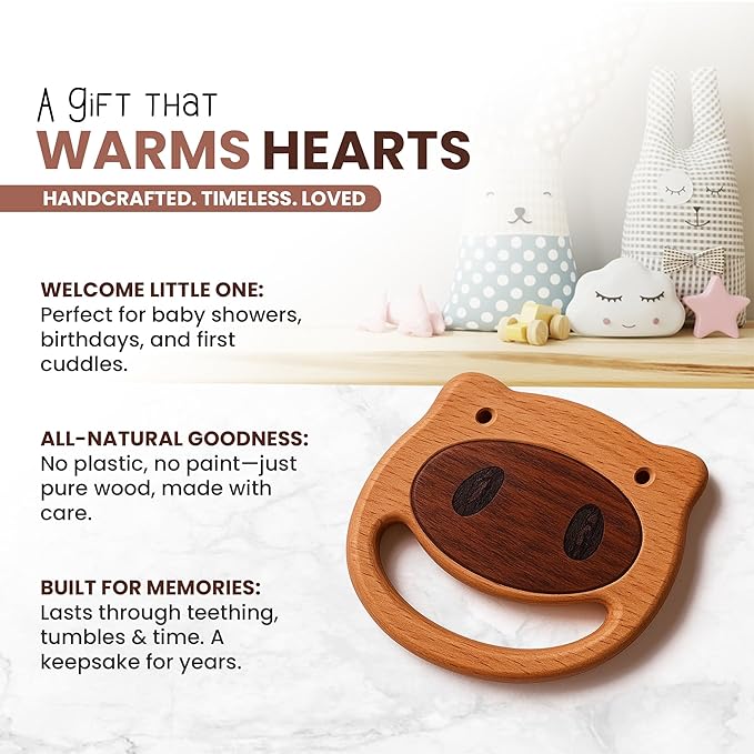 100% Wooden Baby Toy | No Paint, No Plastic | Eco-Friendly Rattle for 0β6 Months