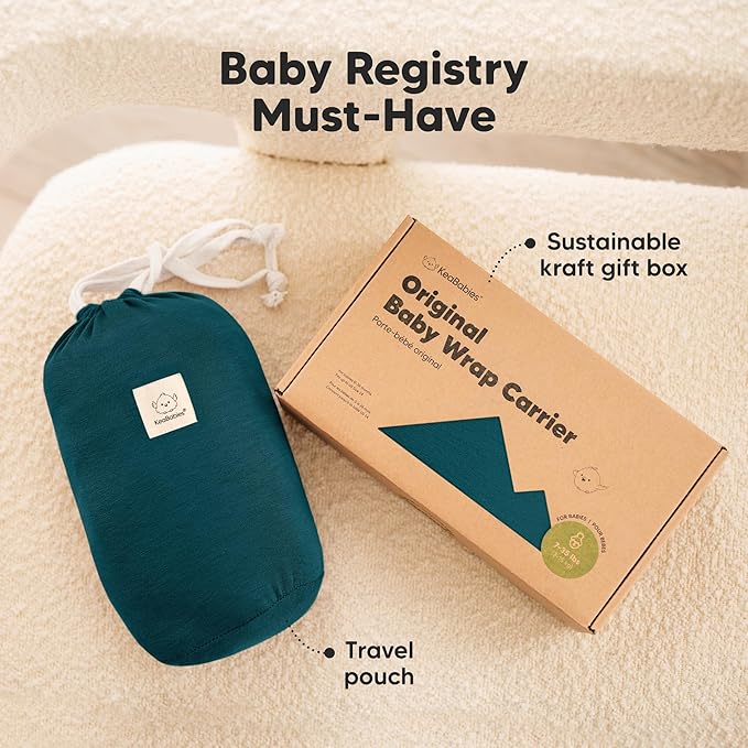 KeaBabies Baby Wrap Carrier - All in 1 Original Baby Carrier Newborn to Toddler Sling, Easy to Wear, Hands Free Bonding, Lightweight, Breathable Infant Wraps (Peacock Blue)