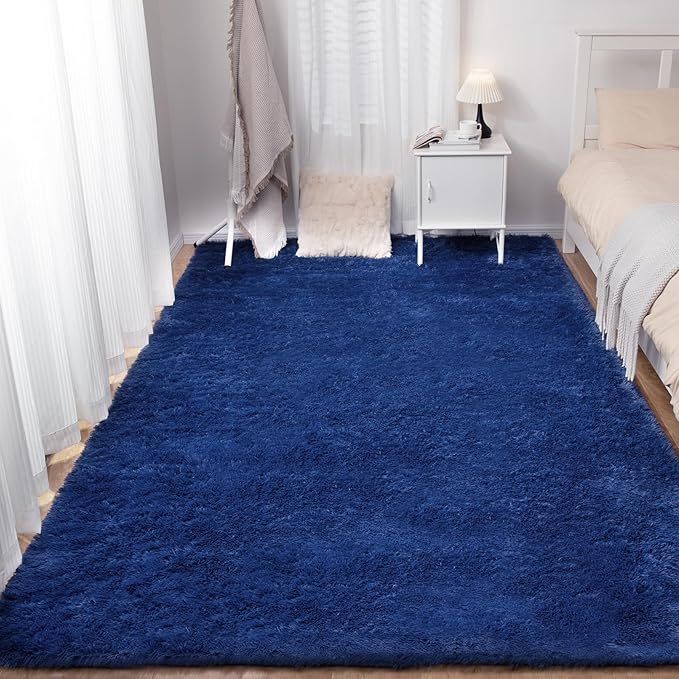 3x5 Blue Rug, Area Rugs for Living Room, Soft Plush Area Rugs for Bedroom, Non-Slip Indoor Carpet for Nursery, Study Room, Playroom, Home Decor