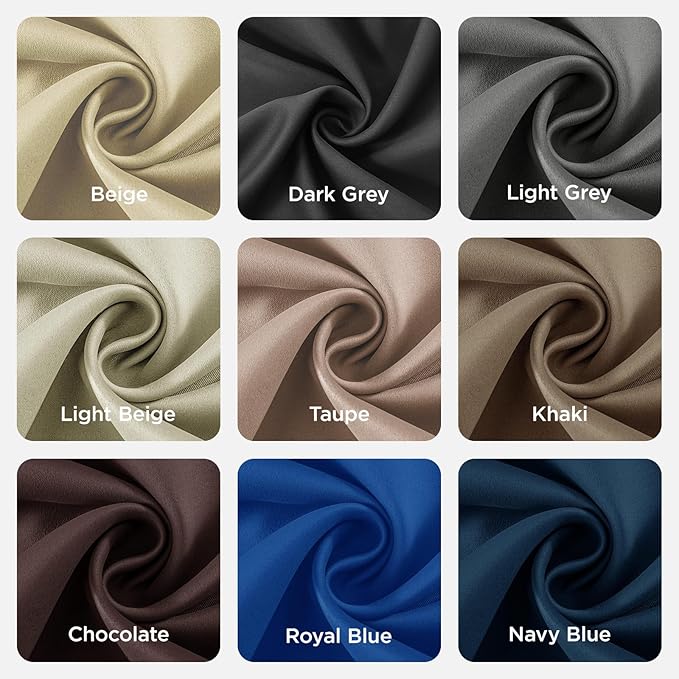 Joydeco Blackout Curtains 84 Inch Length 2 Panels Set, Thermal Insulated Long Curtains& Drapes 2 Burg, Room Darkening Grommet Drapes for Living Room Bedroom Window (W52 x L84 Inch, Khaki)