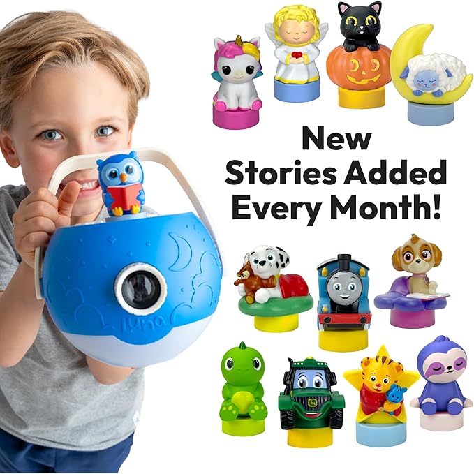 Kids Book Projector – 6 Bible & 5 Classic Read-Aloud Stories, 10 Songs & Night Light & Soothing Dream Music | Children Ages 3+ Storytime Projector for Kids & Toddler | Toys, Owl & Angel