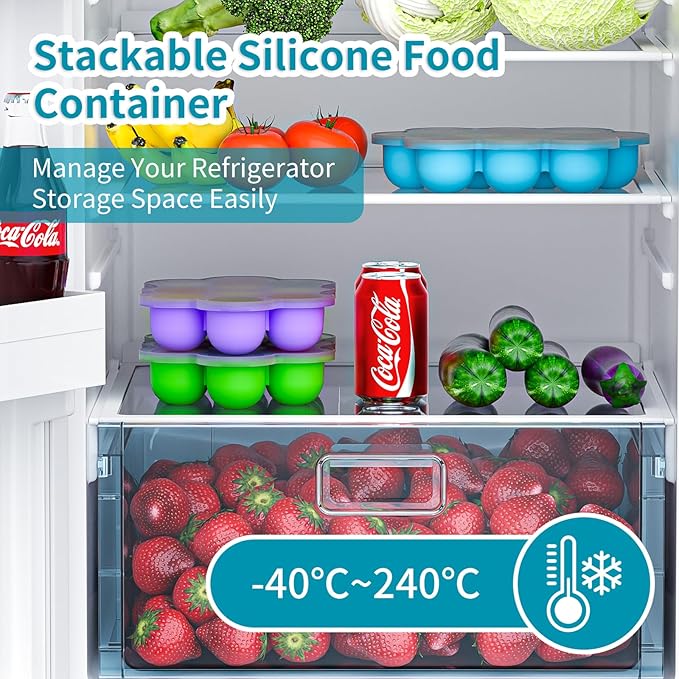 10 Cavities 2 OZ Portions Silicone Baby Food Freezer Tray with Lid,Ice Cube Trays & Molds,Baby Popsicle Mold,Egg Bite Molds,for Freezing and Baking Breast Milk,ice Cube,Egg Bites (Green)