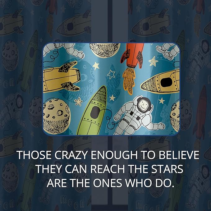 Kids Astronaut and Rocket Blackout Curtains - 100% Blackout, Thermal Insulated, Noise Reducing, Bring The Cosmos Closer to Your Kid’s Room, 2 Panels (Moonbound Adventure, W52×L63)