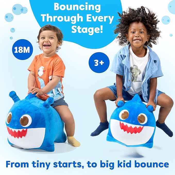 JITTERYGIT Baby Shark Bouncy Animal Plush - Daddy Shark Official Nickelodeon Music & Sing Toy - Christmas & Birthday Gifts for Kids & Toddlers (Boys & Girls) Ages 2-4 Years Old (Blue)