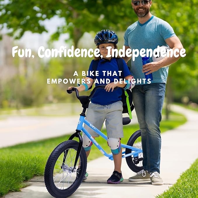 16 Inch Kids Balance Bike for 5-8 Year Old, BMX Kids Bike with No Pedals, Air Rubber Tires, Footrests, Adjustable Height for Big Kids, Boys, Girls